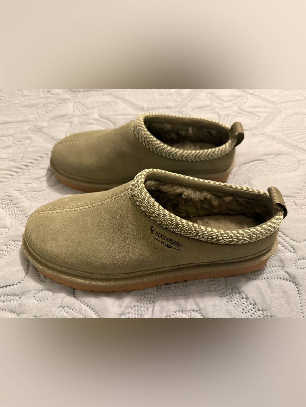 Koolaburra Olive Green Cozy Shearling-Lined Slip-On Slippers